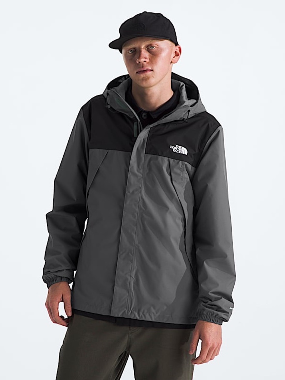The North Face Gray and Black Men's Hooded Rain Jacket